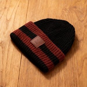 Acne Black and Brown Striped Beanie